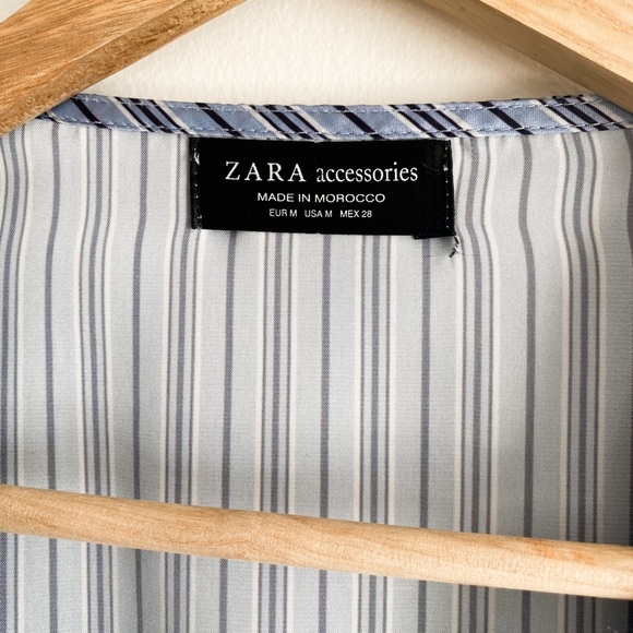 Zara Blue Striped Wrap Bodysuit, Size M - Picture 7 of 14